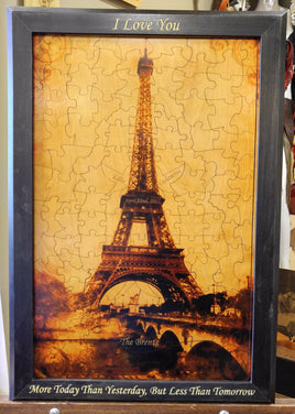 Custom Eiffel Tower Forever Tree Wood Puzzle Guest Book Alternative