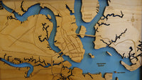 Charleston, South Carolina - Coastal Map - laser cut wood map