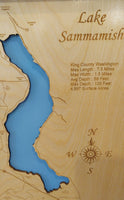Lake Sammamish, Washington - Laser Cut Wood Map