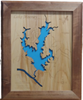 Lake Mooney, Virginia - Laser Cut Wood Map