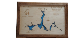 Lake Mead in Arizona and Nevada - Laser Cut Wood Map