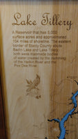 Lake Tillery, North Carolina - Wood Cut Laser Map