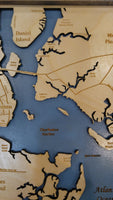 Charleston, South Carolina - Coastal Map - laser cut wood map