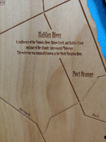 Ormond Beach and Daytona Beach, Florida - laser cut wood map