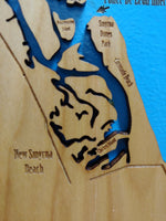Ormond Beach and Daytona Beach, Florida - laser cut wood map