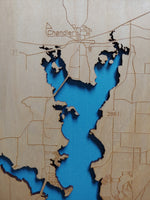 Lake Palestine, Texas - Laser Cut Wood Map