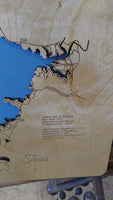 Lake Buchanan, Texas - Laser Cut Wood Map
