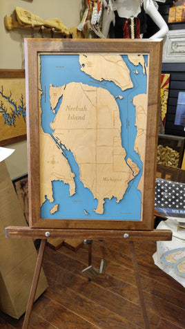 Neebish Island, Michigan - laser cut wood map