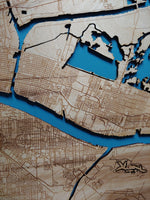 New Orleans, Louisiana Coastal Map - laser cut wood map