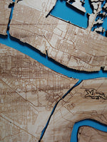New Orleans, Louisiana Coastal Map - laser cut wood map