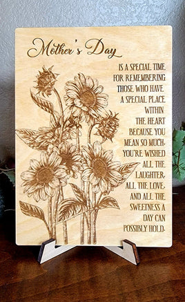 Mother's Day Sunflower laser engraved