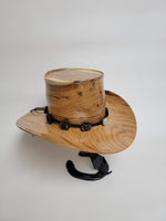 Butternut Cowboy Hat - Rare Wood Turned Men's Headwear #379