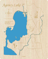 Agency Lake, Oregon - Laser Cut Wood Map