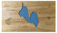 Lake Almanor, California - Laser Cut Wood Map