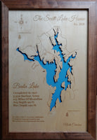 Badin Lake, NC - Laser Cut Wood Map