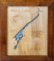 Black Lake, NY - Laser Cut Wood Map