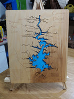 Broken Bow Lake, Oklahoma - Laser Cut Wood Map