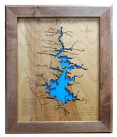 Broken Bow Lake, Oklahoma - Laser Cut Wood Map