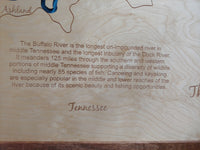 Buffalo River, Tennessee - Laser Cut Wood Map