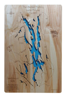 Candlewood Lake, Connecticut - Laser Cut Wood Map