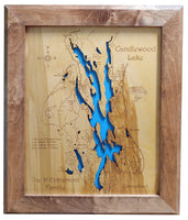 Candlewood Lake, Connecticut - Laser Cut Wood Map
