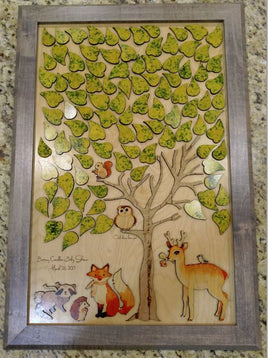 Woodland Animal Baby Shower Guest Book/Nursery Decor Wooden Puzzle