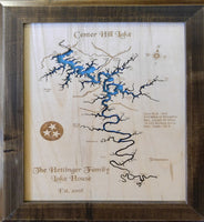 Center Hill Lake, Tennessee - Laser Cut Wood Map