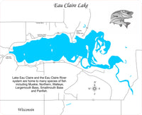 Lake Eau Claire, Wisconsin - Laser Cut Wood Map