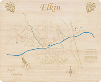 Elkin, North Carolina - Laser Cut Wood Map