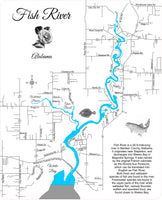 Fish River, Alabama - Laser Cut Wood Map