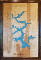 Fort Gibson Lake, OK - Laser Cut Wood Map