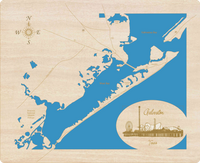Galveston, Texas - laser cut wood map