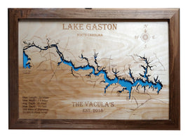 Lake Gaston, NC - Laser Cut Wood Map