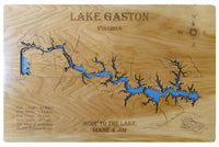 Lake Gaston, NC - Laser Cut Wood Map