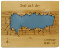 Grand Lake St. Marys, OH - Laser Cut Wood Map