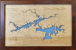 Greers Ferry Lake, Arkansas - Laser Cut Wood Map