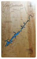 Lake Guntersville, Alabama - Laser Cut Wood Map