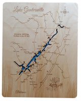 Lake Guntersville, Alabama - Laser Cut Wood Map