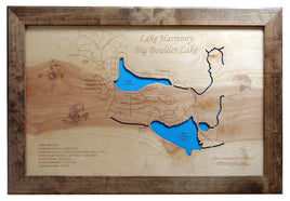 Lake Harmony and Big Boulder Lake, PA - Laser Cut Wood Map