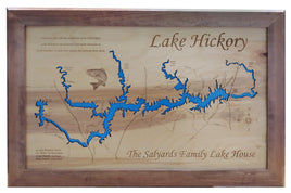 Lake Hickory, NC - Laser Cut Wood Map