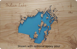 Indian Lake, Ohio - Laser Cut Wood Map
