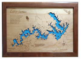 Lake James, NC - Laser Cut Wood Map