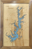 Lake Keowee, South Carolina - Laser Cut Wood Map