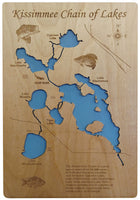 Kissimmee Chain of Lakes, Florida - Laser Cut Wood Map