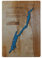 Lake George, New York - Laser Cut Wood Map