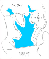 Lac Capri, Missouri - Laser Cut Wood Map