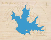 Lake Auman, North Carolina - Laser Cut Wood Map