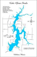 Lake Glenn Shoals, Illinois - Laser Cut Wood Map