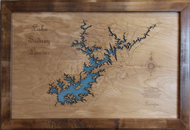 Lake Sidney Lanier, Georgia - Laser Cut Wood Map