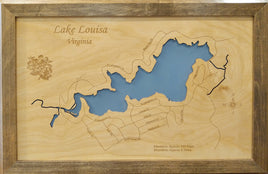 Lake Louisa, Virginia - Laser Cut Wood Map
